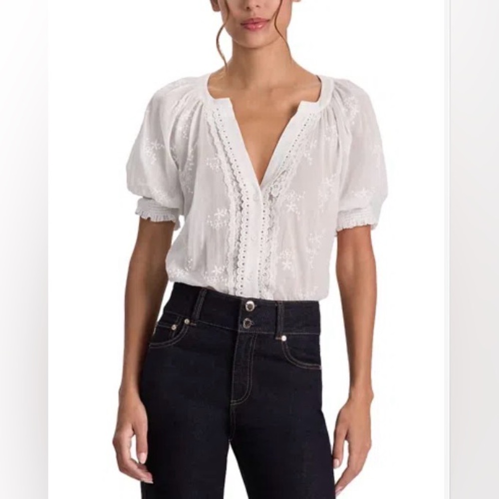 100% Cotton White Puff Sleeve Boxy Bohemian Blouse